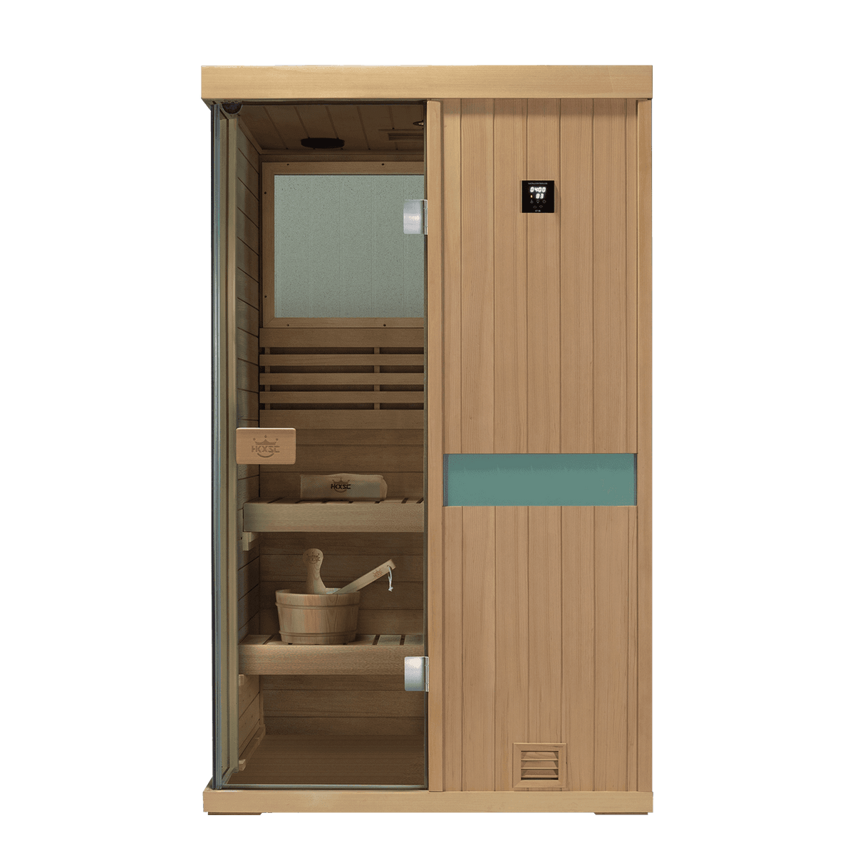 Home‑use upgraded 2‑person wet sauna, canadian hemlock timber, premium 660‑nm red‑light therapy function