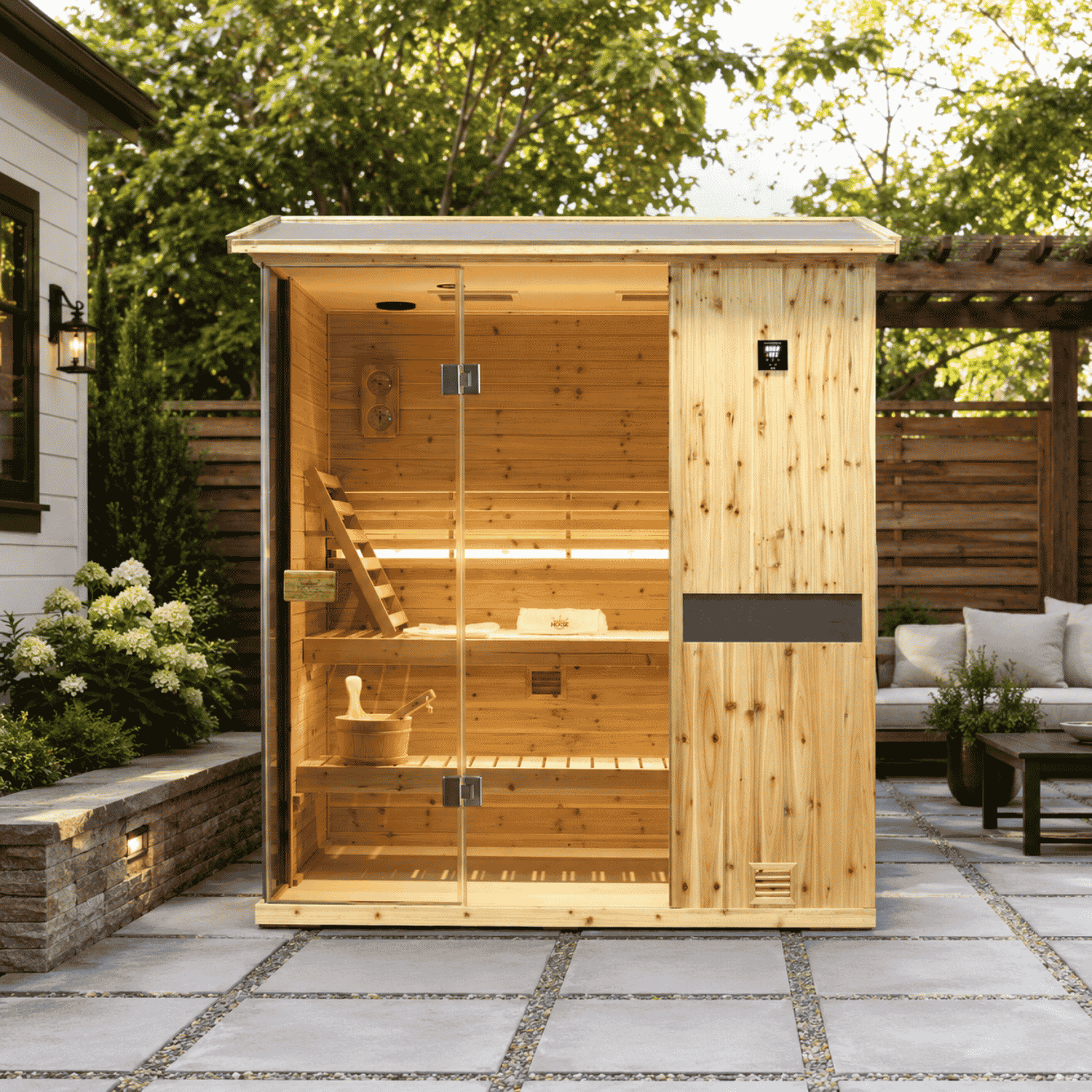 3 person large size old fir wood steam sauna cabin built-in high efficiency steam heater for daily stress relief and wellness care