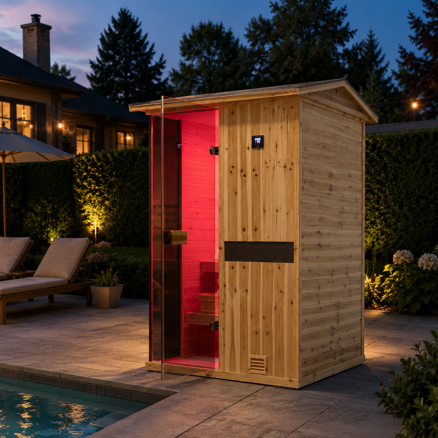 Premium solid wood outdoor backyard steam sauna room with full set heating system for family relaxation and body detox therapy