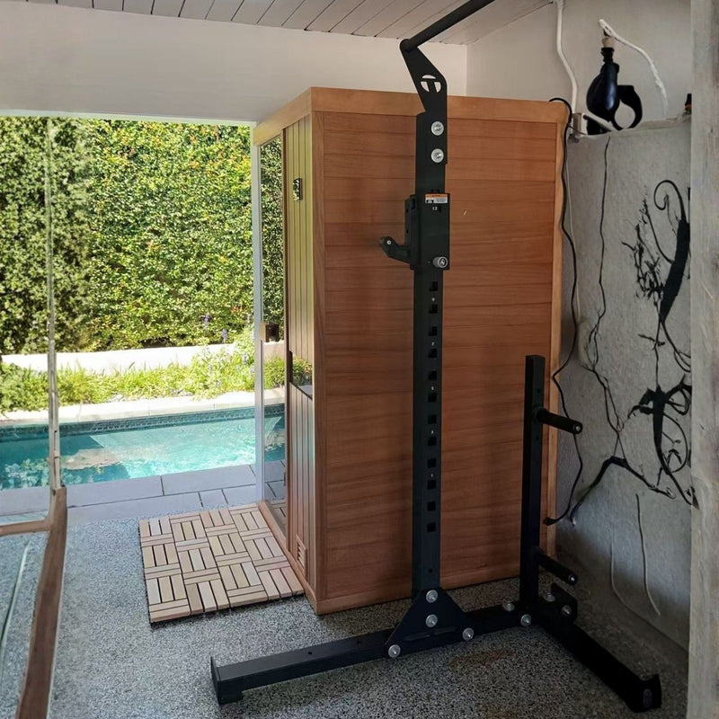 Luxury backyard wellness steam sauna featuring adjustable temperature modes, silent relay control system and easy-to-clean interior solid wood planks