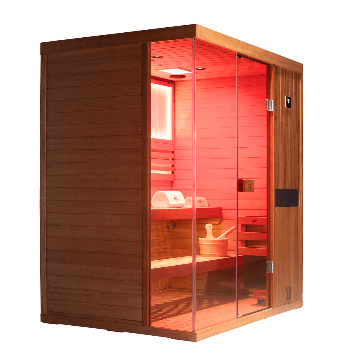 HKXSC 703STU mahogany indoor steam sauna, home detox therapy for up to 3 people