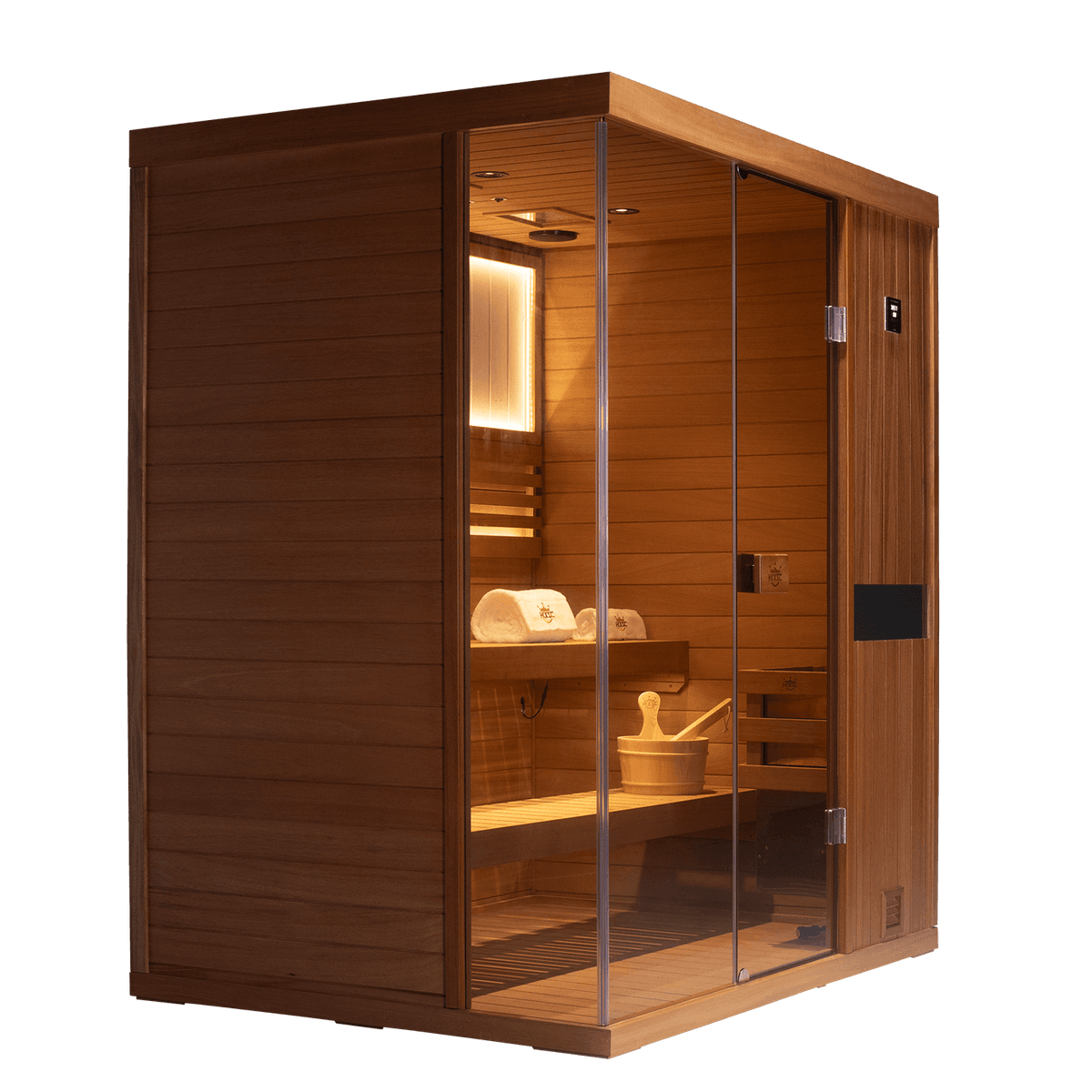 Upgraded HKXSC 703STU steam sauna, indoor mahogany sauna room for three users