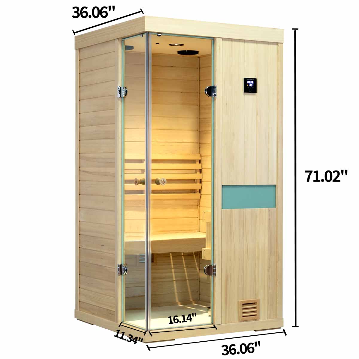Indoor_mini_hemlock_steam_sauna_Model_700SH external dimensions