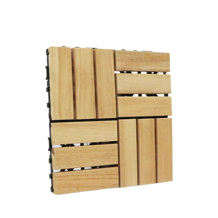 Interlocking spliced wood floor tiles, 10 pieces, anti-slip and corrosion resistant, outdoor and indoor dual-use