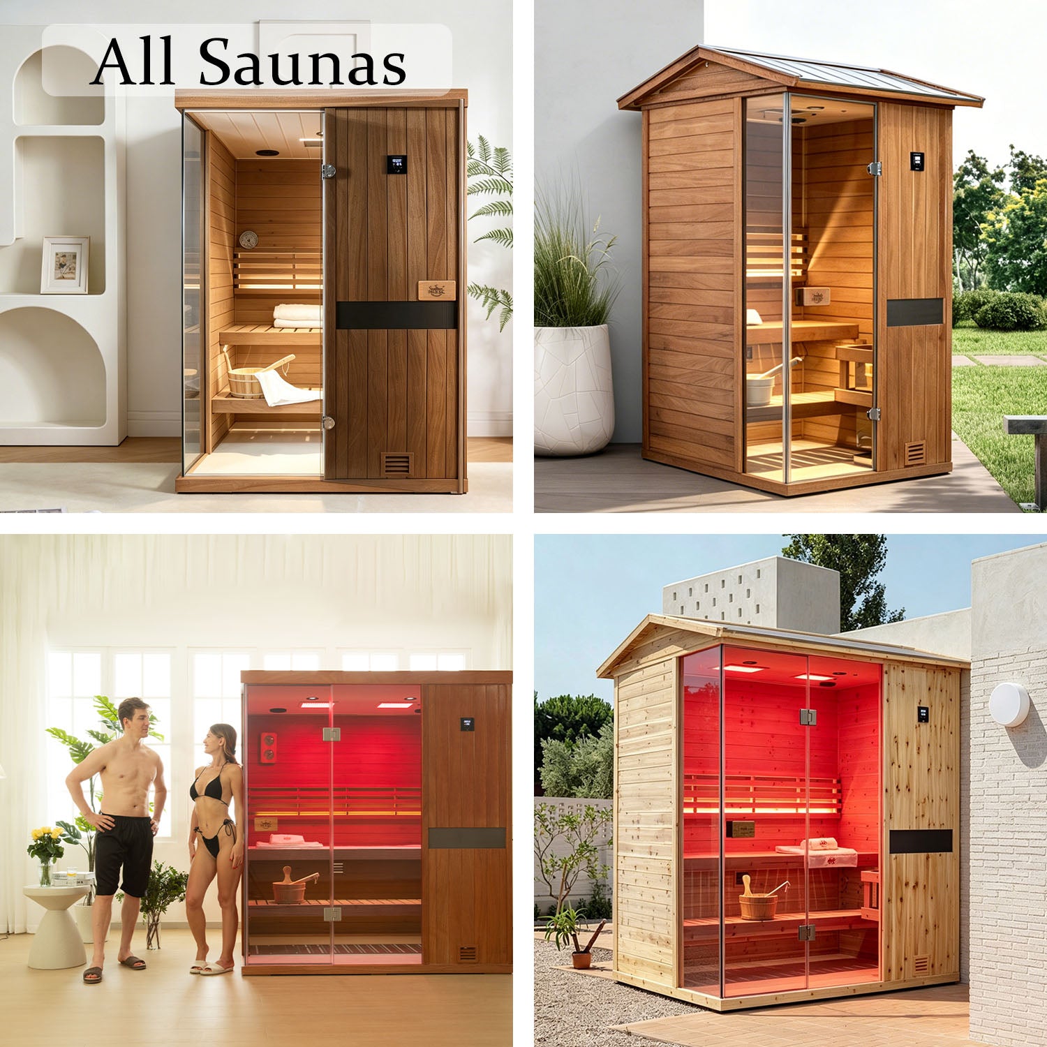 All Steam Saunas – Indoor & Outdoor Home Sauna Collection with Red Light Therapy & Negative Ion Technology
