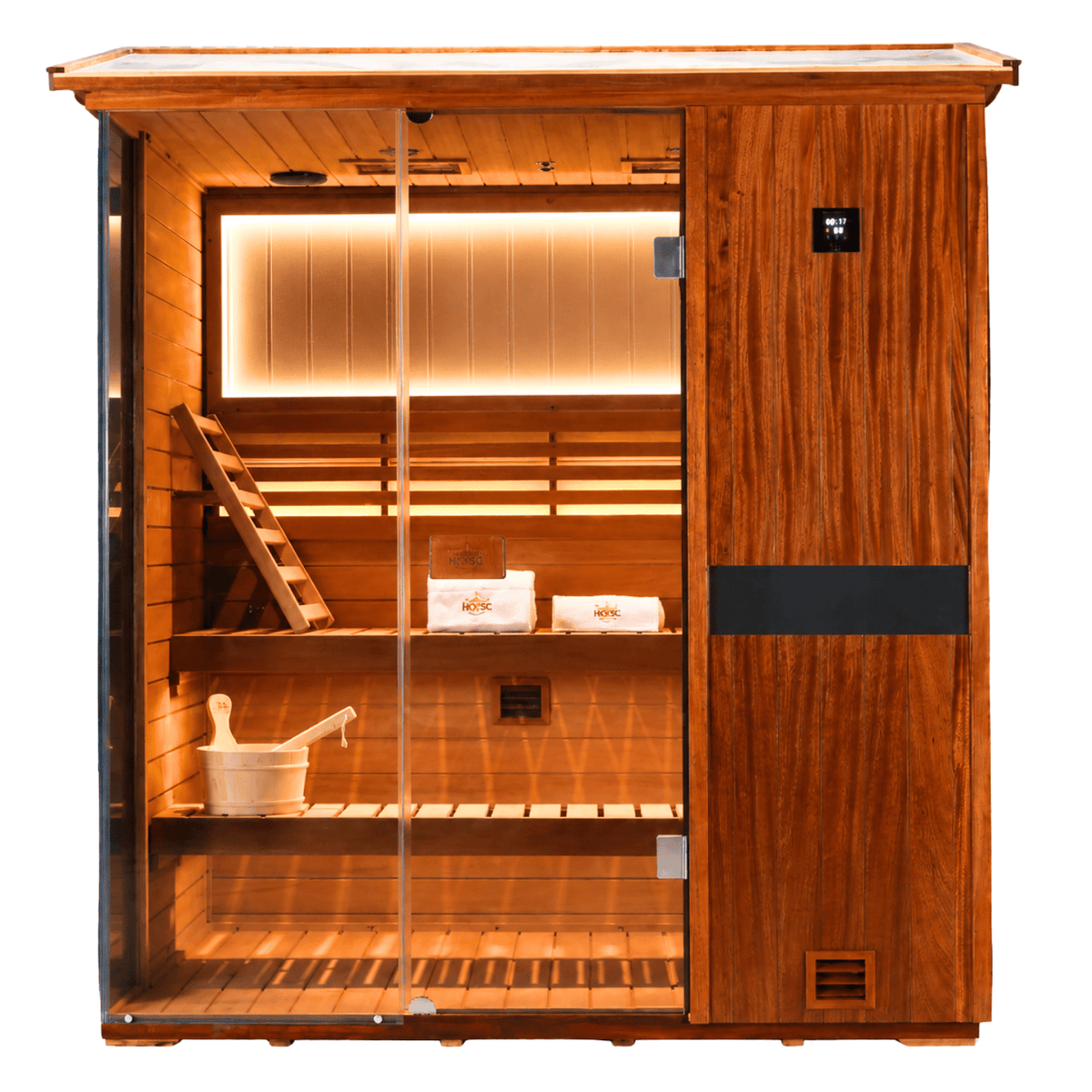 HKXSC 703VT outdoor African Mahogany sauna with oil-wax weather protection coating