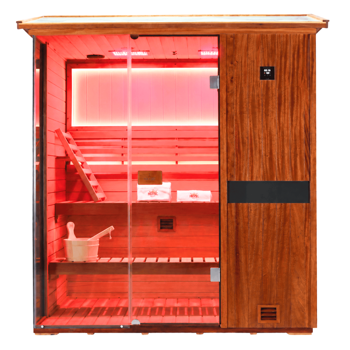 HKXSC 703VT 3-person outdoor sauna with negative ion air purification for backyard wellness