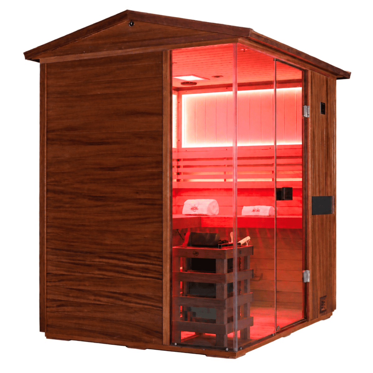 HKXSC 704VT spacious interior with 660nm red light therapy and African Mahogany finish