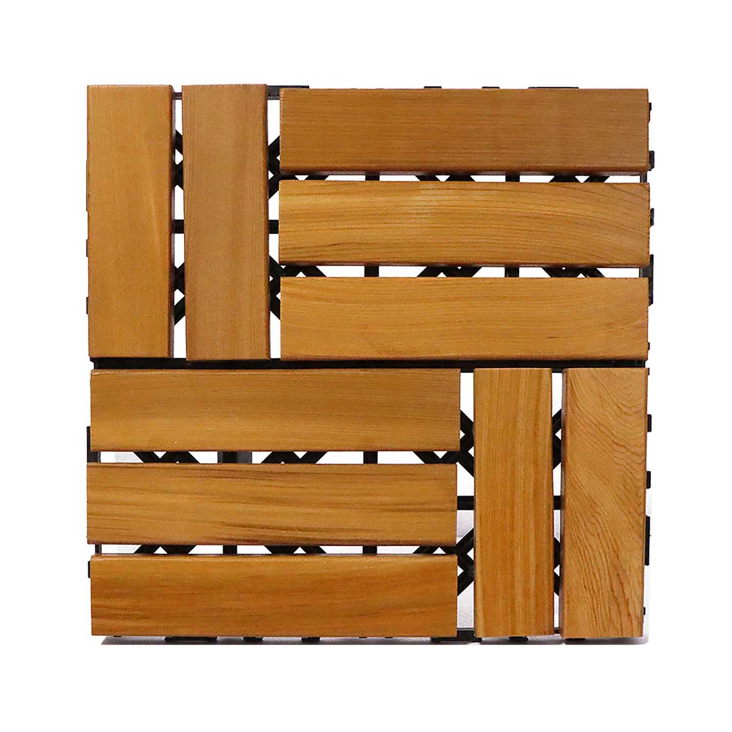 Wood Interlocking Flooring Tiles (Set of 10)