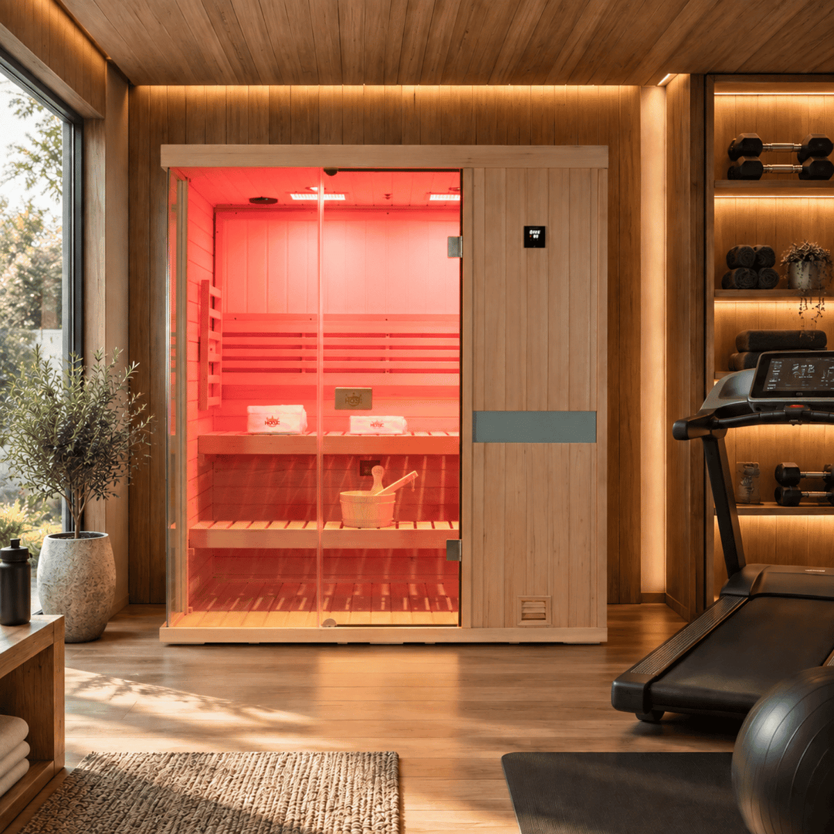 HKXSC 703SH 3-person indoor Canadian Hemlock steam sauna for home wellness