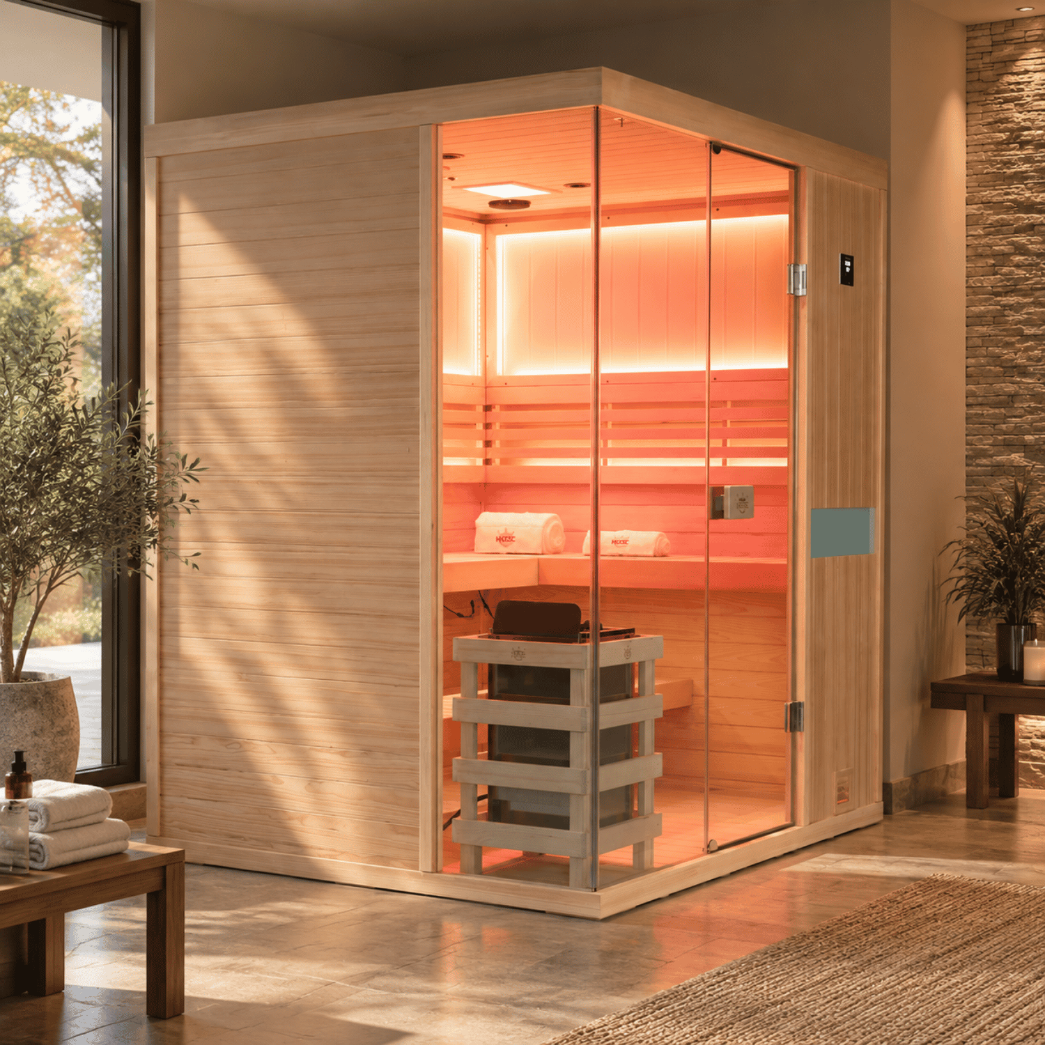 HKXSC 704SH indoor Hemlock sauna with negative ion purification for family relaxation