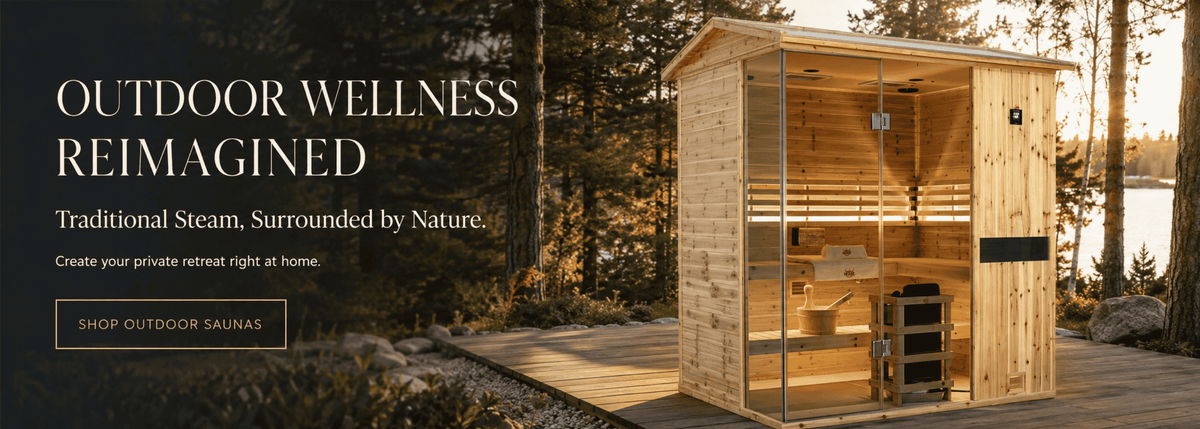 HKXSC 704VS 4-person outdoor steam sauna built with US Fir Wood and V-roof design
