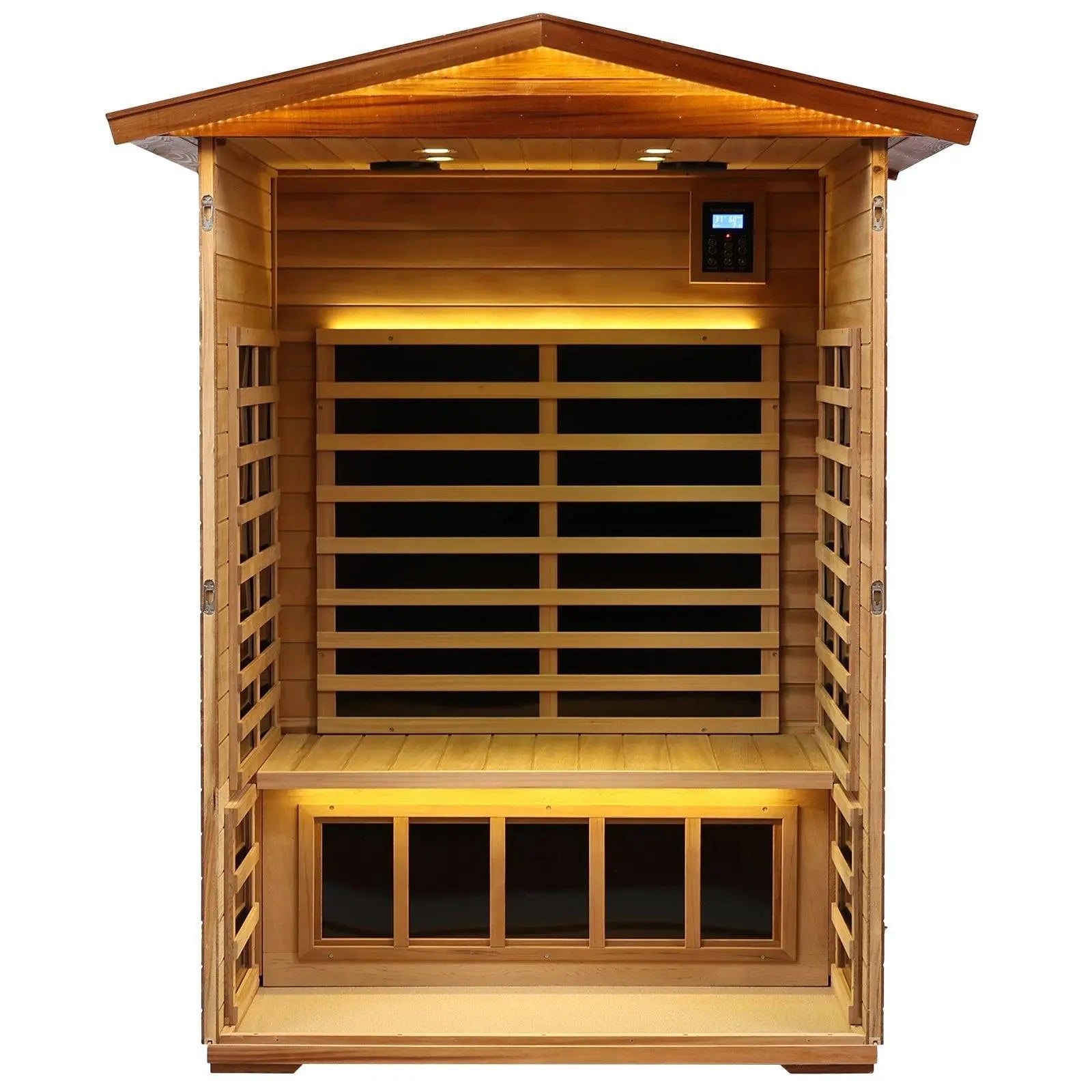 King 2 Person Red Cedar Low EMF Infrared Sauna With 7 - Color Medical Lights - HKXSC