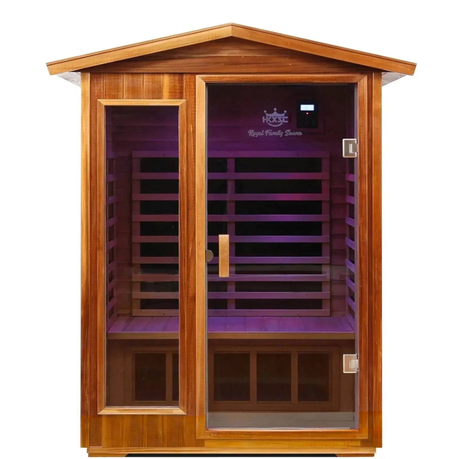 King 2 Person Red Cedar Low EMF Infrared Sauna With 7 - Color Medical Lights - HKXSC