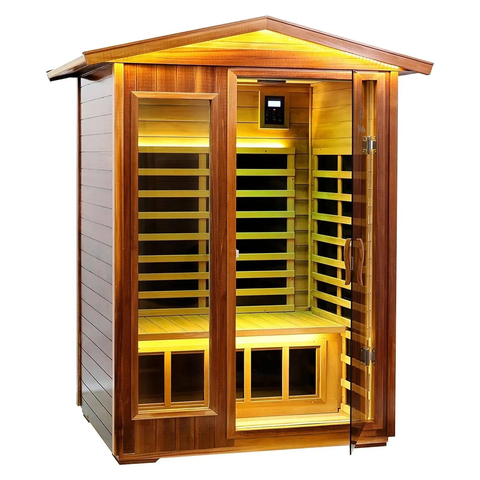 King 2 Person Red Cedar Low EMF Infrared Sauna With 7 - Color Medical Lights - HKXSC