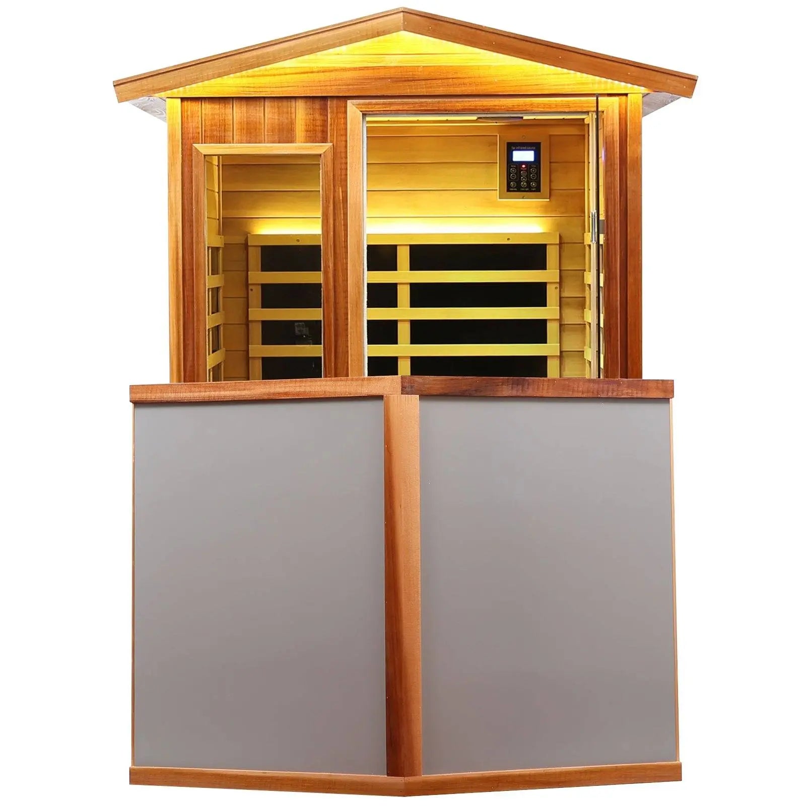 King 2 Person Red Cedar Low EMF Infrared Sauna With 7 - Color Medical Lights - HKXSC