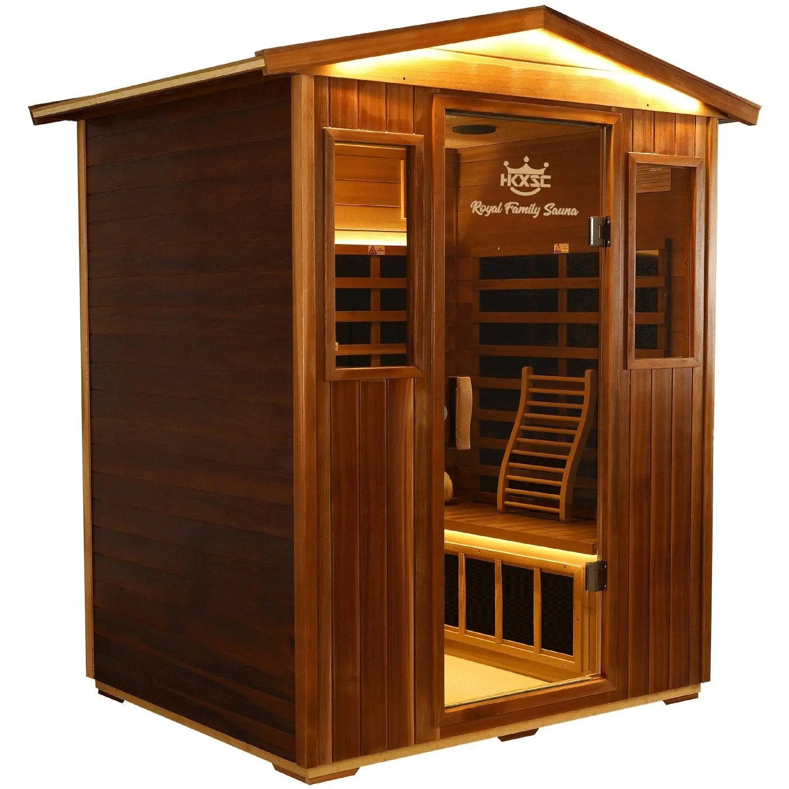 King 4 Person Red Cedar Low EMF Infrared Sauna With 360° Surround Heating - HKXSC - SAUNA