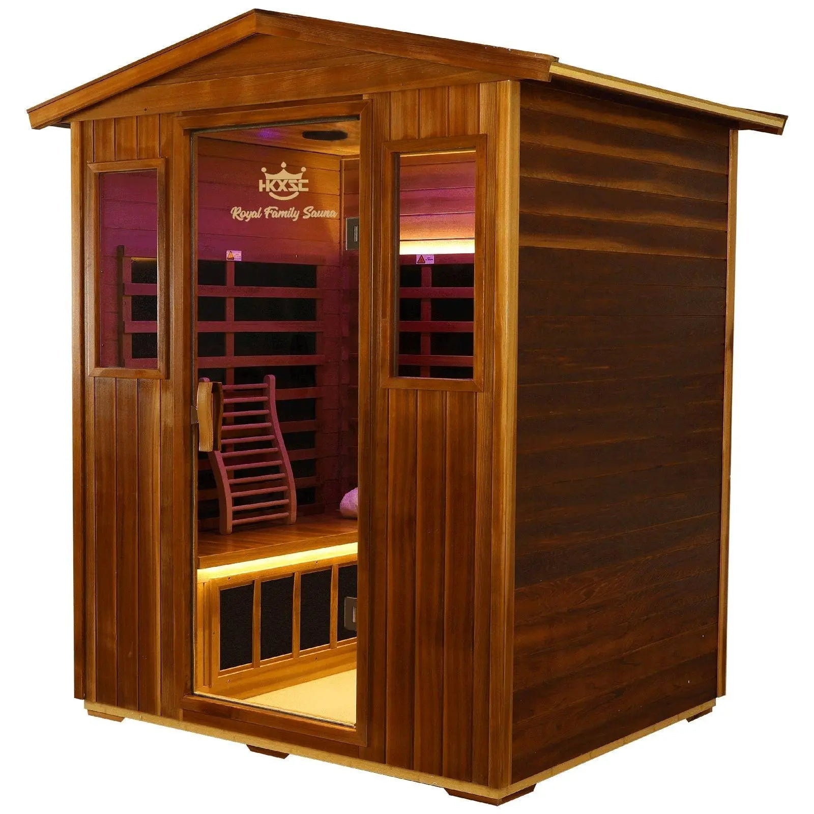 King 4 Person Red Cedar Low EMF Infrared Sauna With 360° Surround Heating - HKXSC - SAUNA