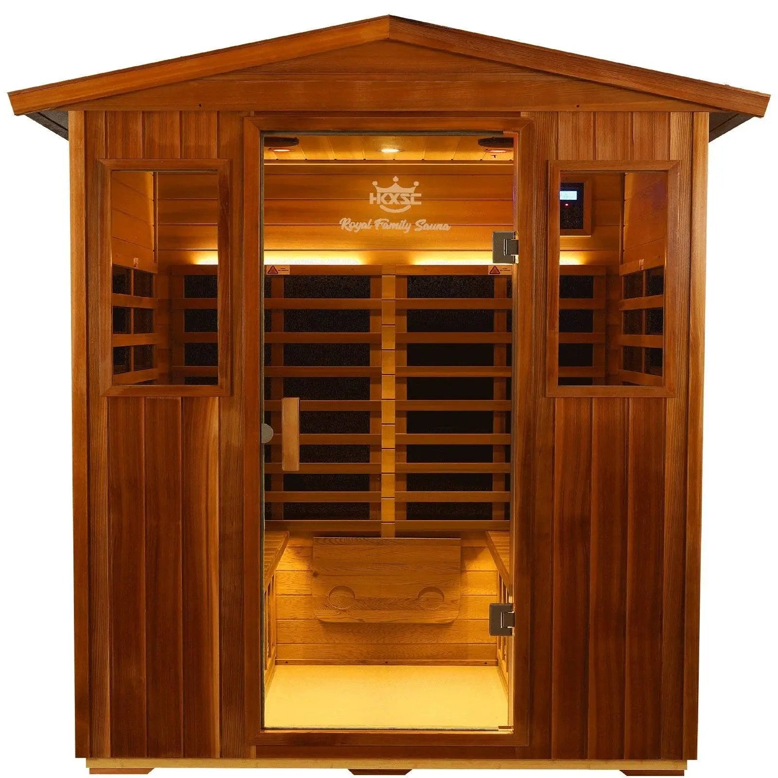 King 4 Person Red Cedar Low EMF Infrared Sauna With 360° Surround Heating - HKXSC