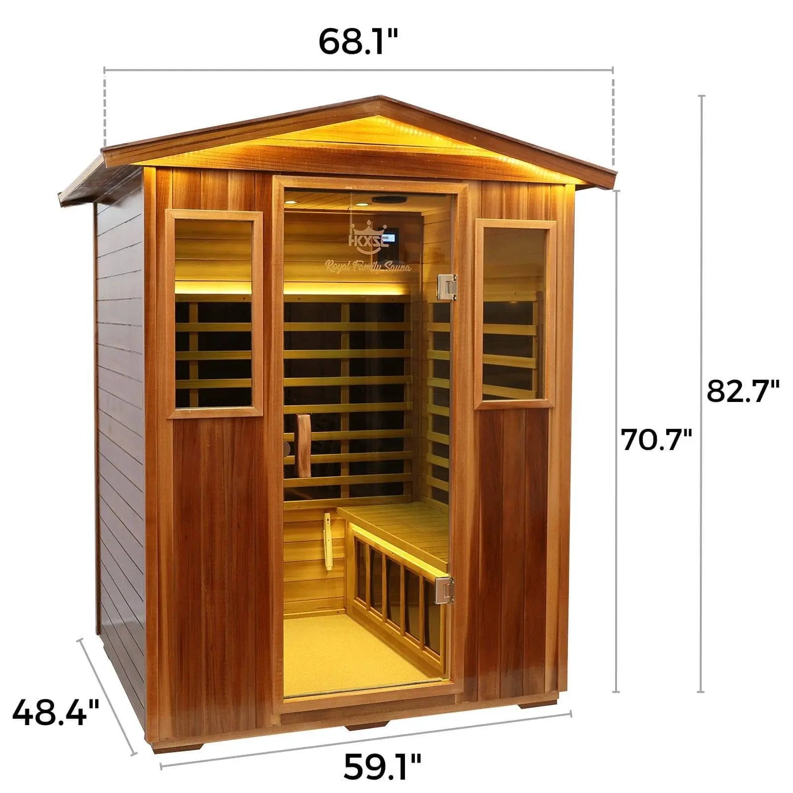 King 4 Person Red Cedar Low EMF Infrared Sauna With 360° Surround Heating - HKXSC - SAUNA