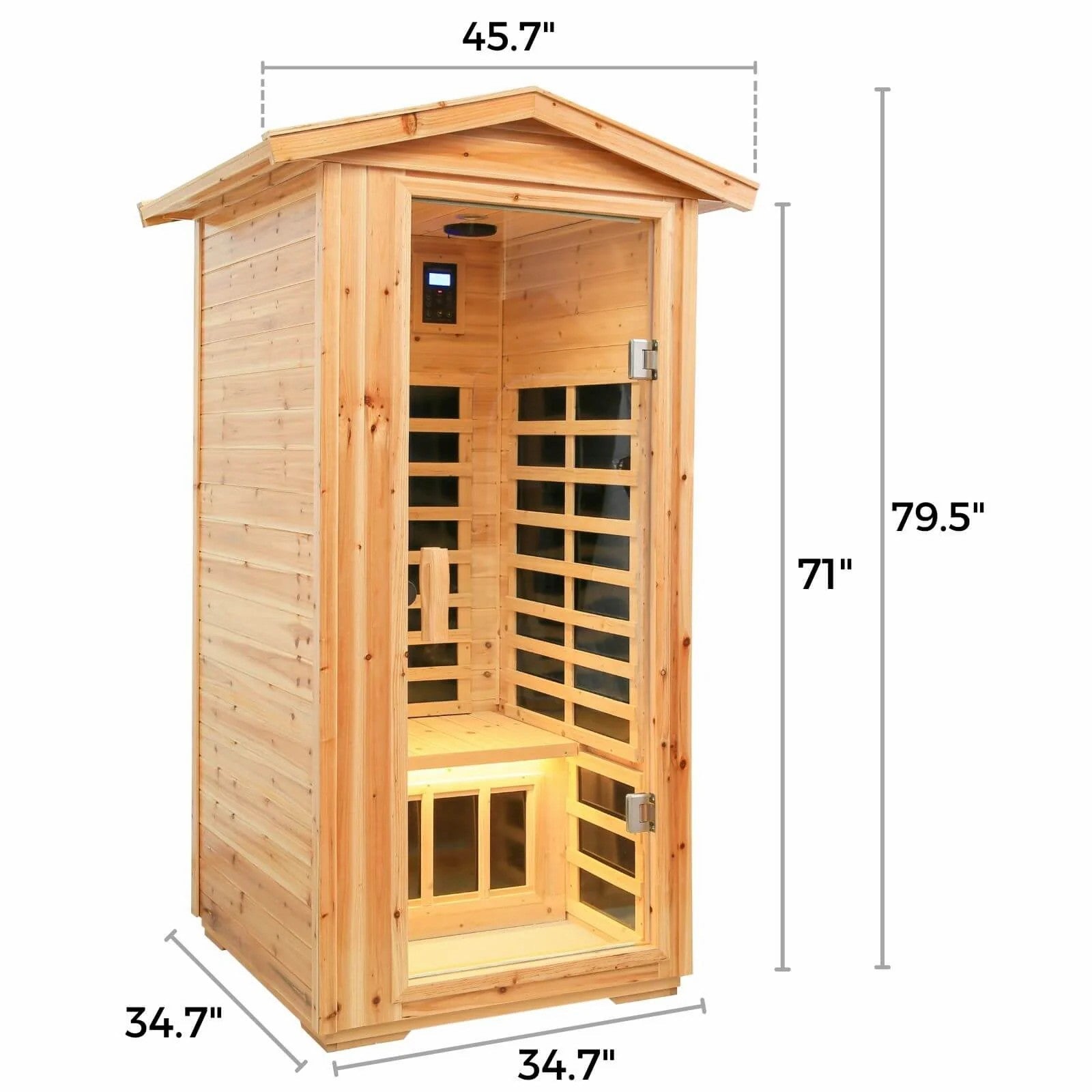 Noble 1 Person Fir Wood Infrared Sauna With 360° Surround Heating - HKXSC