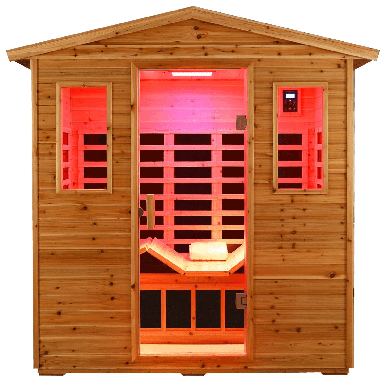 Noble 3 Person Fir Wood Infrared Sauna With Mid - Infrared Beauty Light & Ergonomic Recliner (New Arrivals) - HKXSC - SAUNA