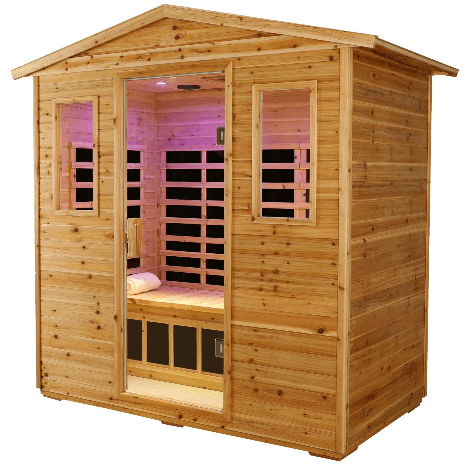 Noble 3 Person Fir Wood Infrared Sauna With Mid - Infrared Beauty Light & Ergonomic Recliner (New Arrivals) - HKXSC - SAUNA