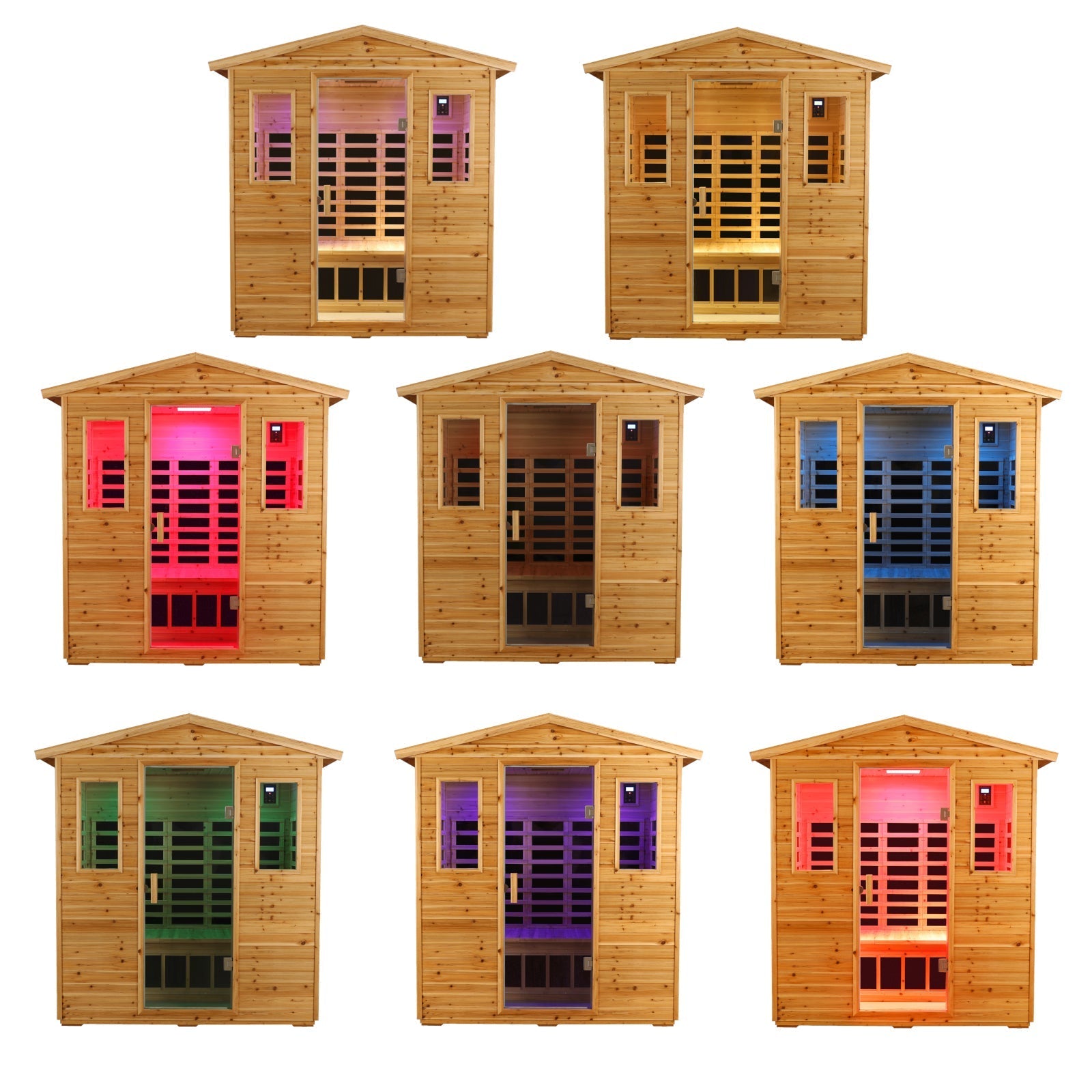 Noble 3 Person Fir Wood Infrared Sauna With Mid - Infrared Beauty Light & Ergonomic Recliner (New Arrivals) - HKXSC - SAUNA