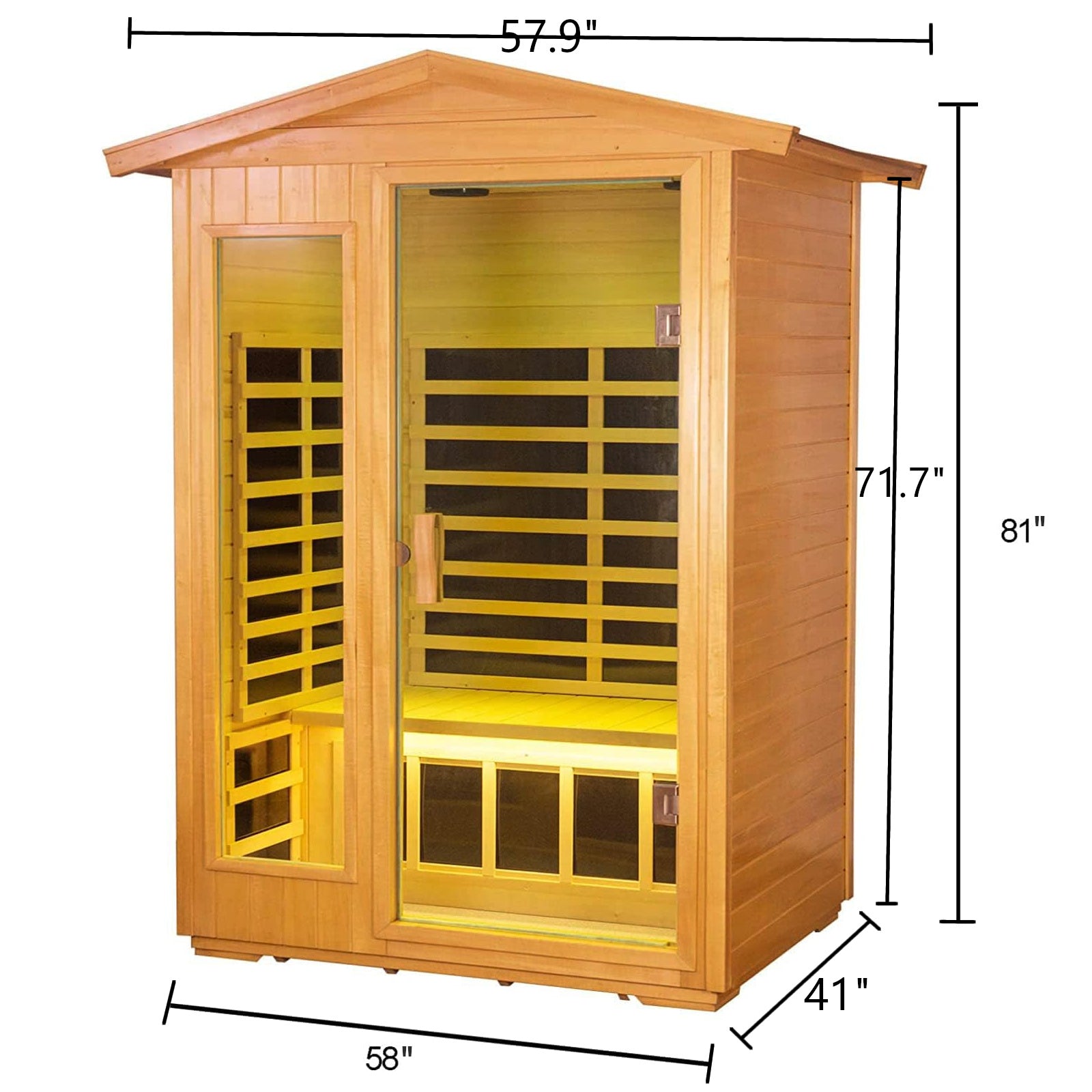 Prince 2 Person Basswood Low EMF Infrared Sauna With 6mm Tempered Door - HKXSC