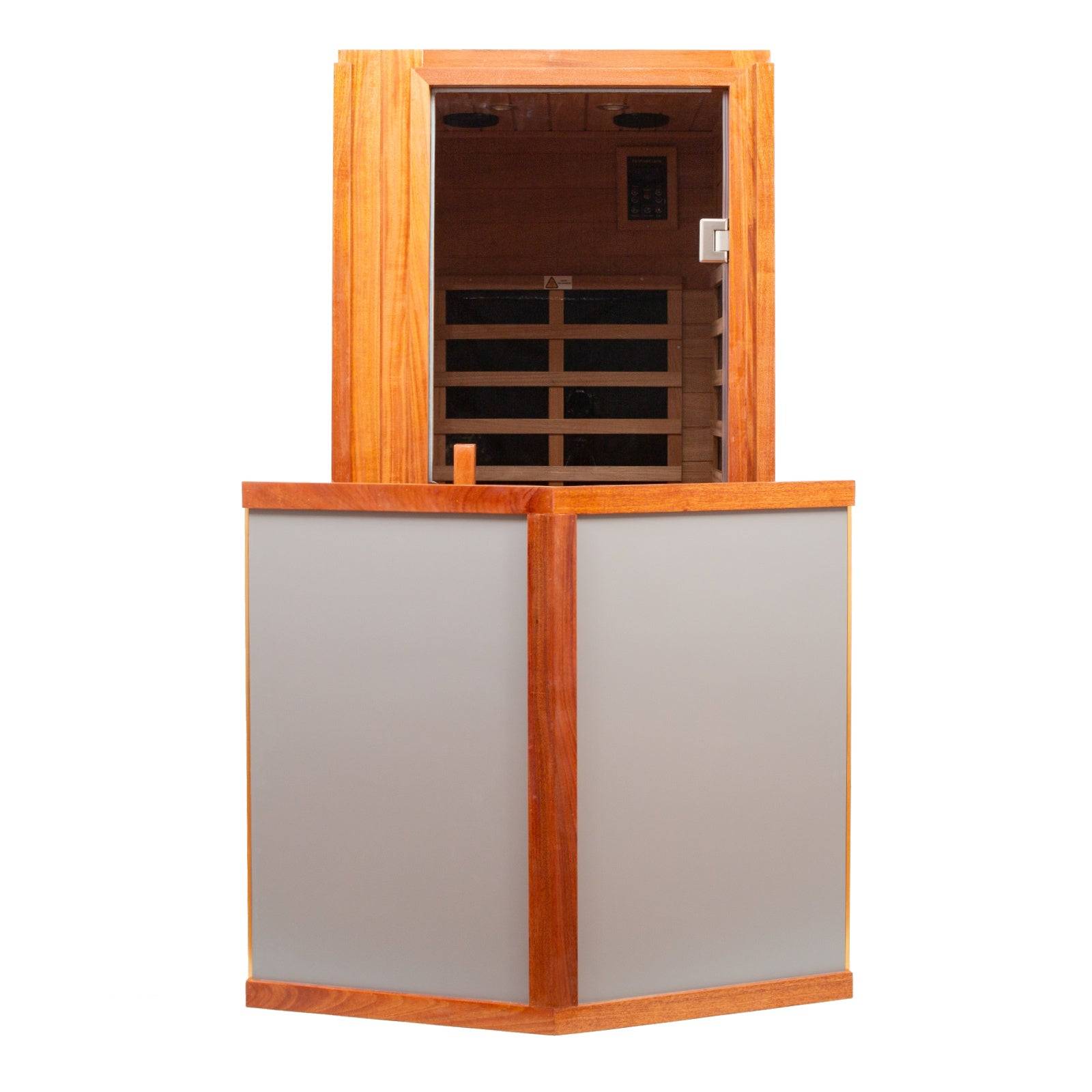 Queen 1 Person Mahogany Low EMF Infrared Sauna With 7 Color Medical Lights - HKXSC