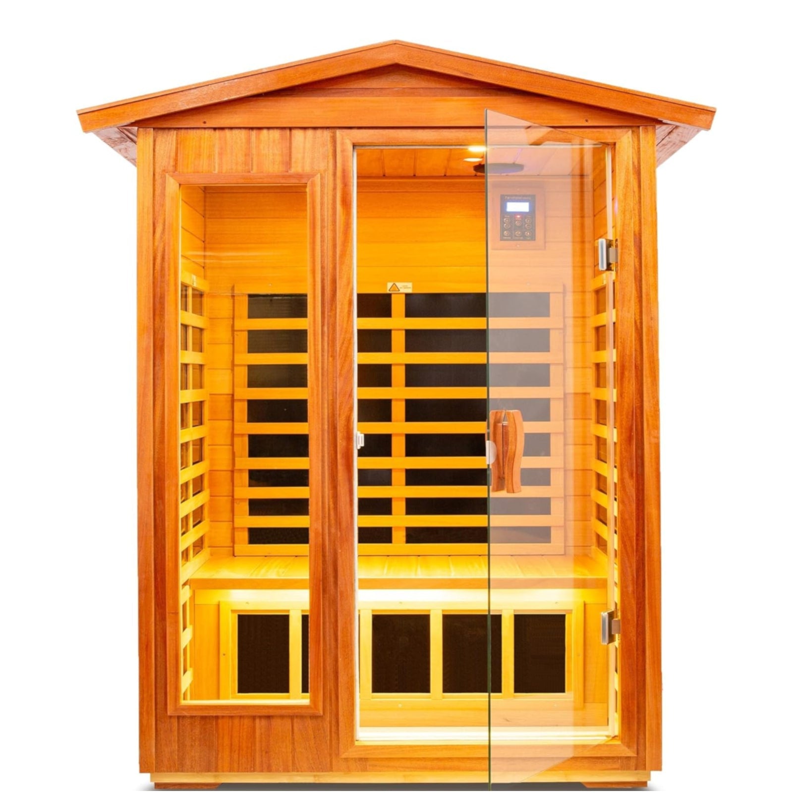 Queen 2 Person Mahogany Low EMF Infrared Sauna With Bluetooth Speaker - HKXSC