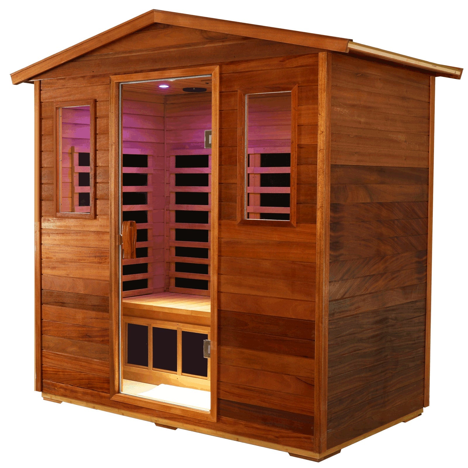 Queen 3 Person Mahogany Low EMF Infrared Sauna With Mid - Infrared Beauty Light & Ergonomic Recliner (New Arrivals) - HKXSC