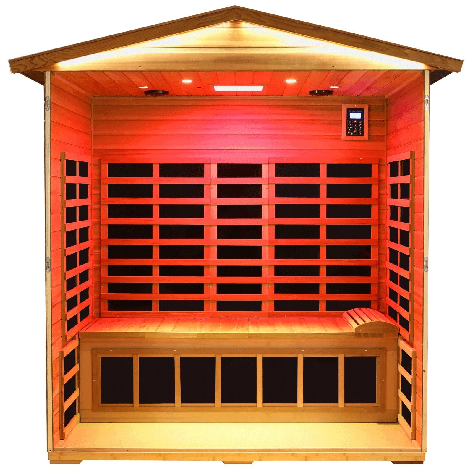 Queen 3 Person Mahogany Low EMF Infrared Sauna With Mid - Infrared Beauty Light & Ergonomic Recliner (New Arrivals) - HKXSC