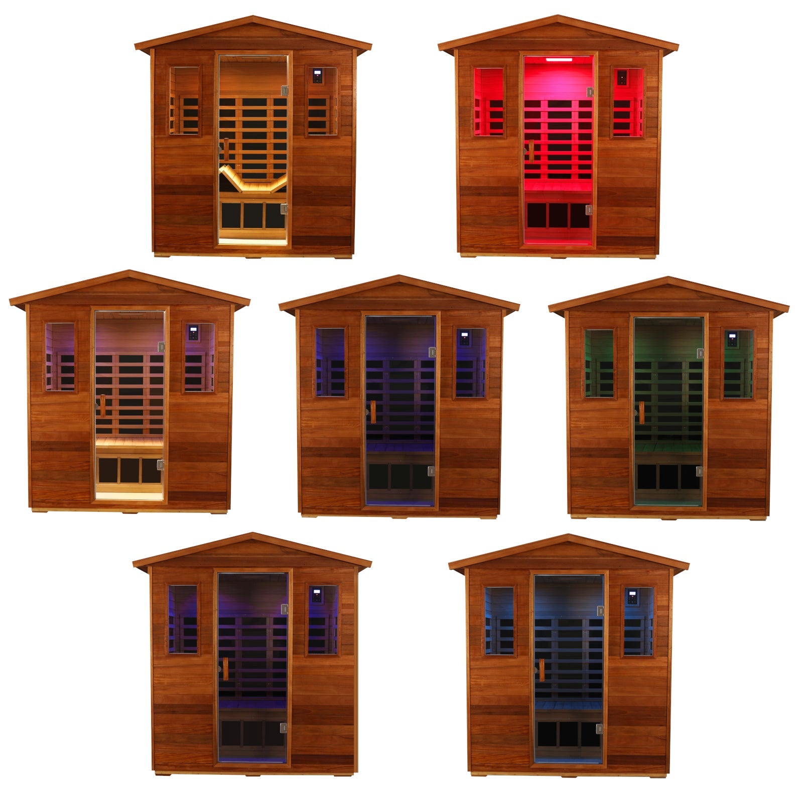 Queen 3 Person Mahogany Low EMF Infrared Sauna With Mid - Infrared Beauty Light & Ergonomic Recliner (New Arrivals) - HKXSC