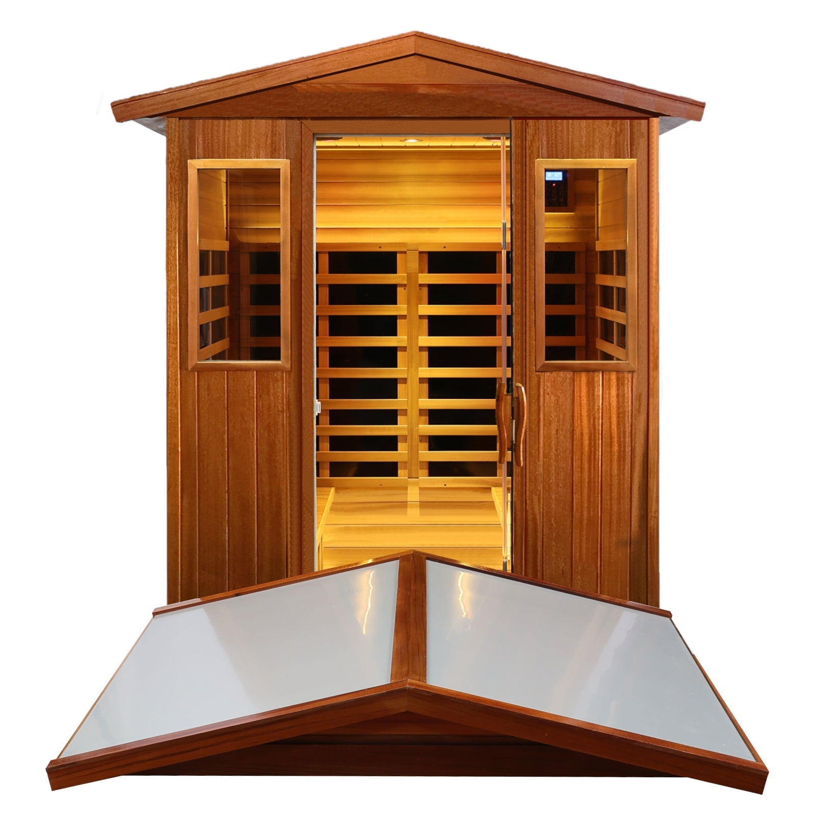 Queen 4 Person Mahogany Low EMF Infrared Sauna | 20 Minute Assembly - HKXSC