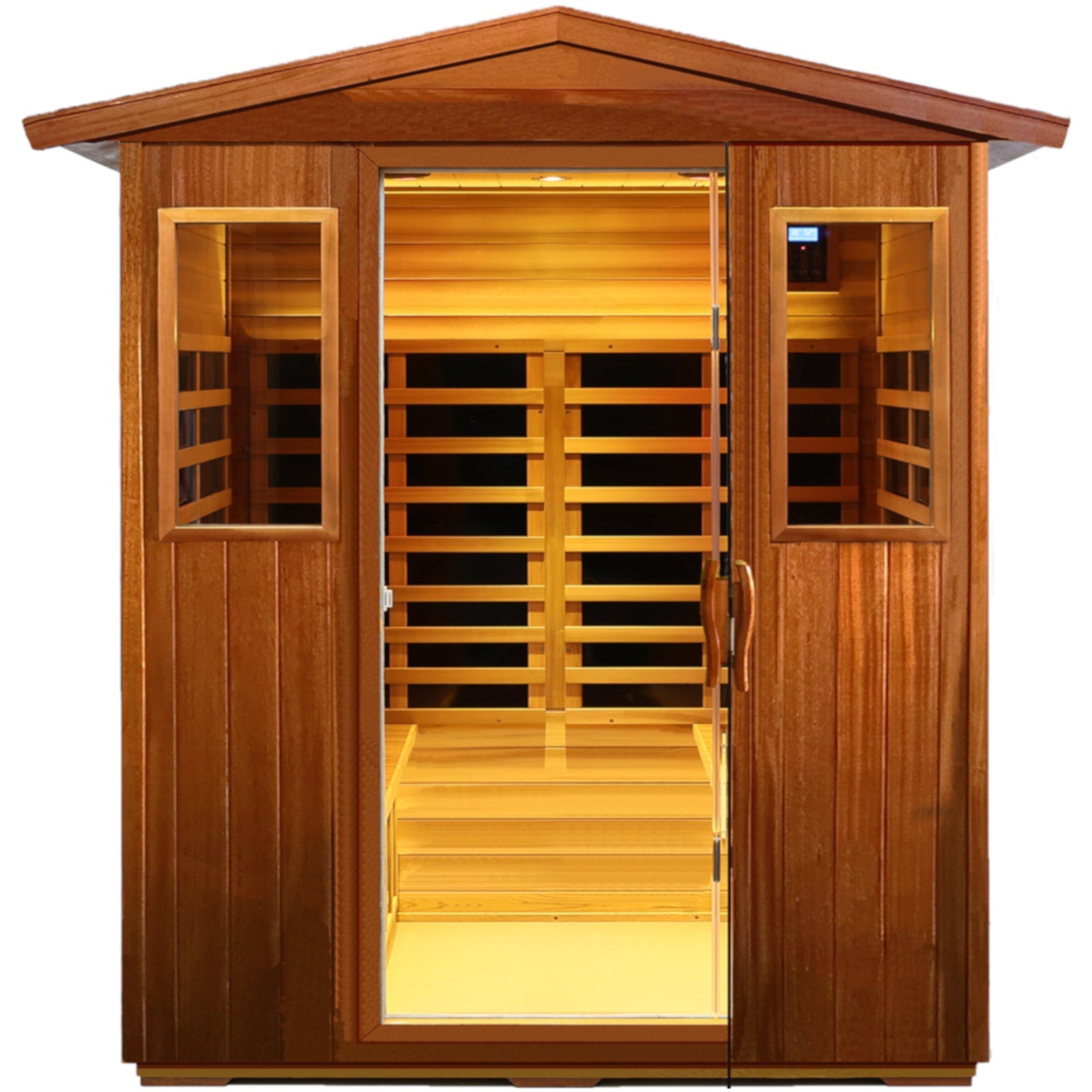 Queen 4 Person Mahogany Low EMF Infrared Sauna | 20 Minute Assembly - HKXSC