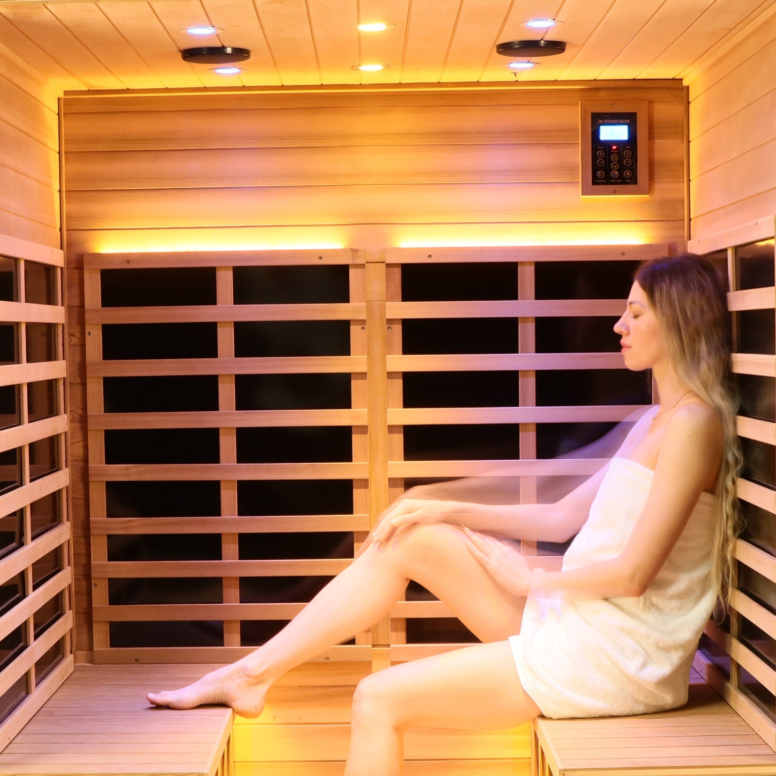 Queen 4 Person Mahogany Low EMF Infrared Sauna | 20 Minute Assembly - HKXSC