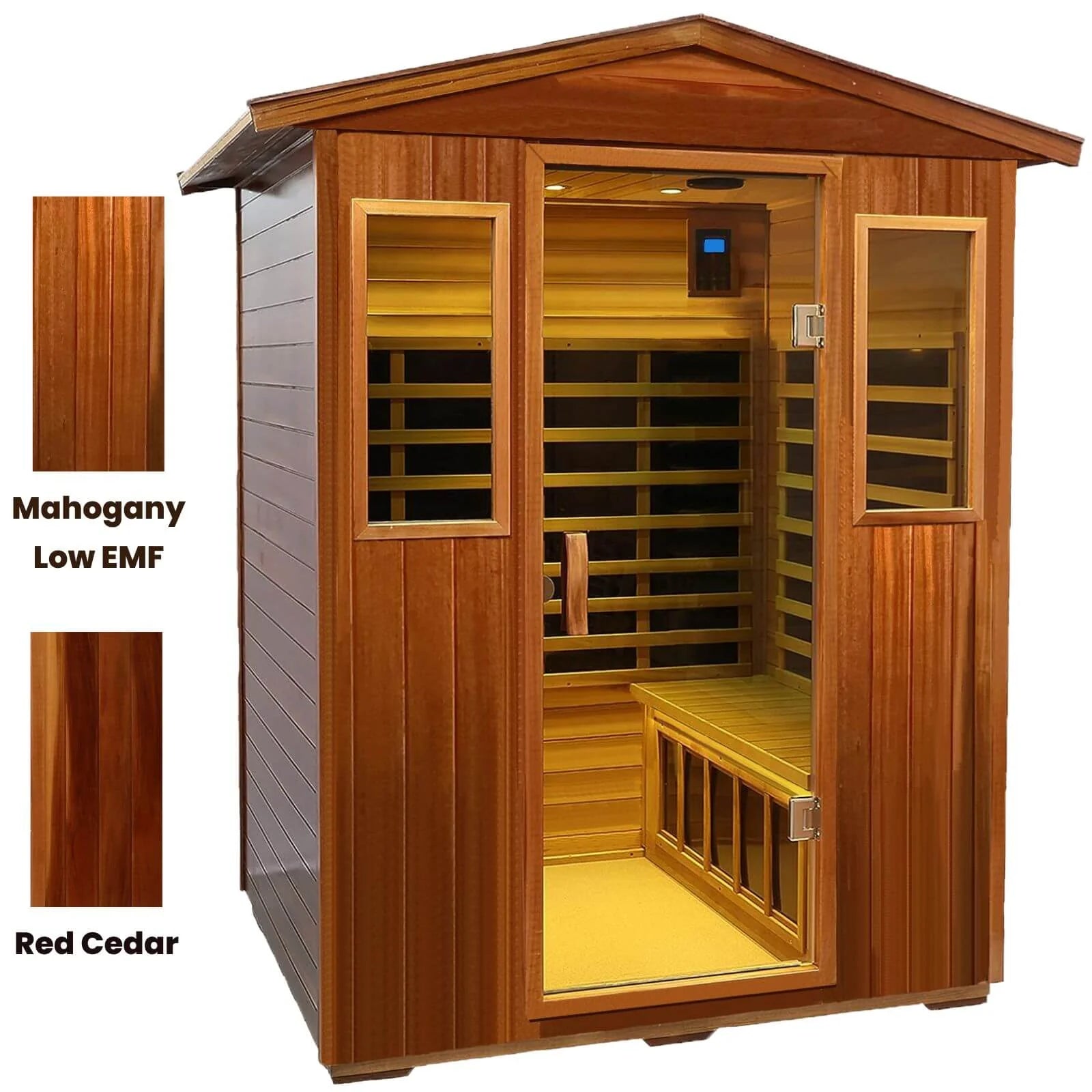 Queen 4 Person Mahogany Low EMF Infrared Sauna | 20 Minute Assembly - HKXSC