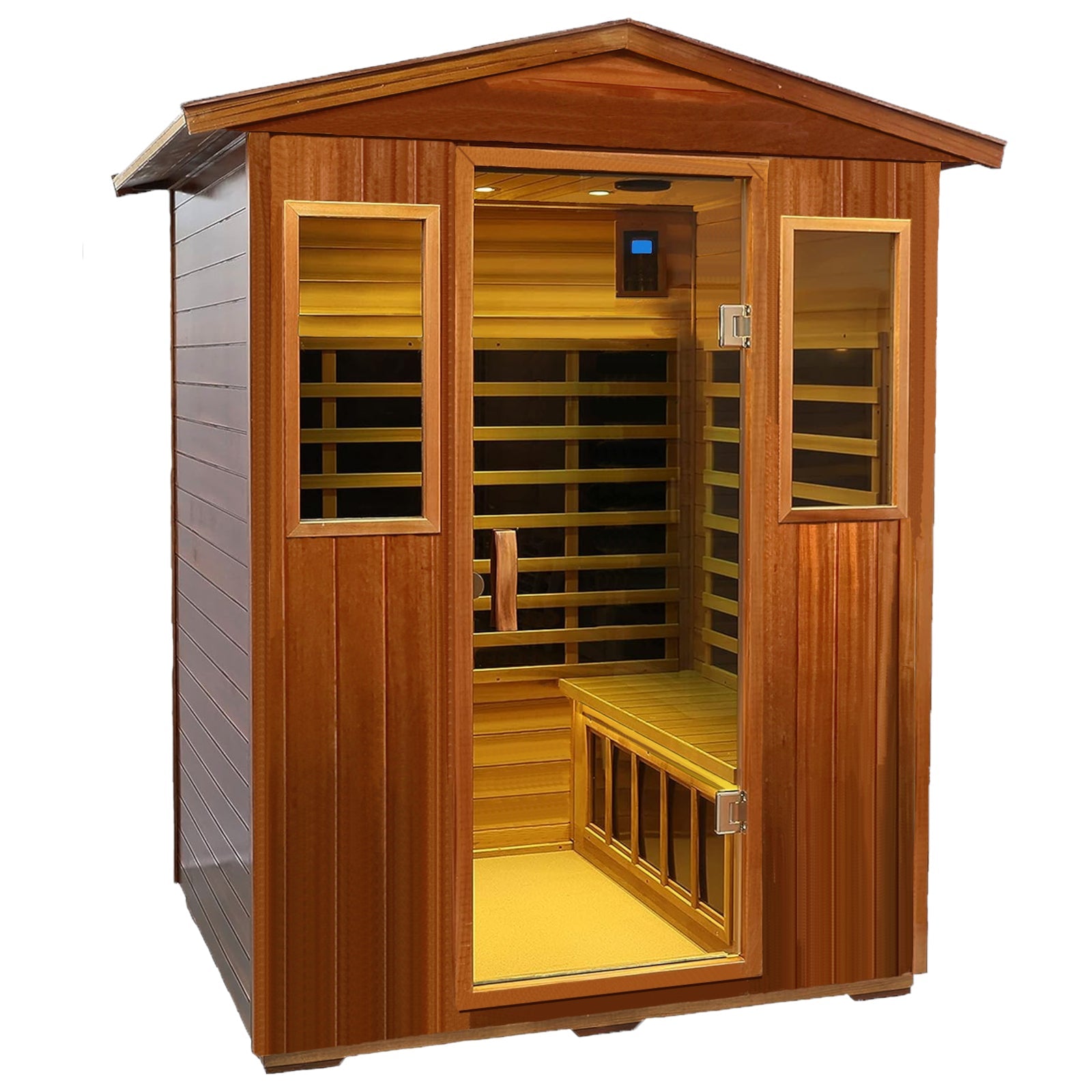 Queen 4 Person Mahogany Low EMF Infrared Sauna | 20 Minute Assembly - HKXSC