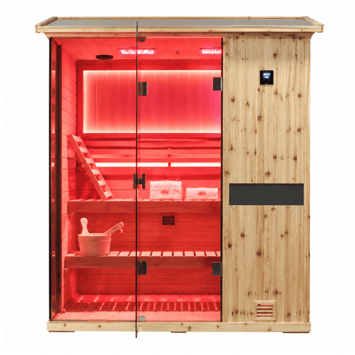 HKXSC 703VS Solid 3-person outdoor US Fir Wood steam sauna with negative ion purification